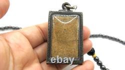 3 Set Antique Thai Buddha Amulet Pendant Hematite Necklace Phra Somdej Chinnarat