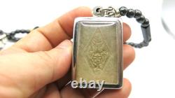 3 Set Antique Thai Buddha Amulet Pendant Hematite Necklace Phra Somdej Chinnarat