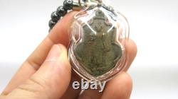 3 Set Antique Thai Buddha Amulet Pendant Hematite Necklace Phra Somdej Chinnarat