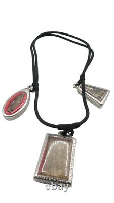 3 Set Antique Thai Buddha Amulet Pendant Necklace Phra Somdej Phra Pong Suphan