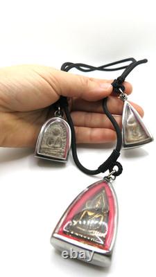 3 Set Antique Thai Buddha Amulets Necklace Phra Chinnarat Somkor Nang Phaya Rare