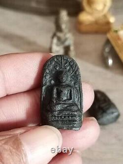 3Pcs Phra Kong Lamphun Thai Amulet Powder Black Buddha Lucky Rich Wealth Charm
