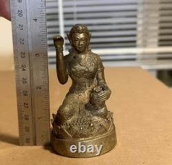 4 Brass Nang Kwak Statue Buddha Bucha Luck Wealth Fetish Talisman Thai Amulet