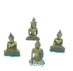 4 Mix Mini Brass Statues Buddha Ayutthaya Thai Buddha Amulets Wealth fortune