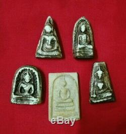 5 Buddha Amulet Thai Magic Powder Talisman Powerful Lucky Charm Rare Old Real