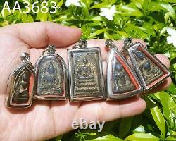 5 Gilt Gold Benjapakee Black Phra Somdej Phim Yai Wat Rakang Thai Amulet #aa3683