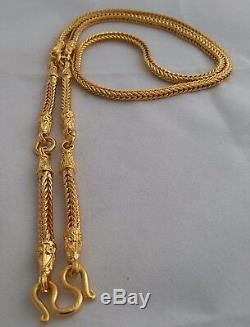 5 Hooks Pillar Snake Bone Gold Plated Necklace Phra Thai Buddha Amulet Hanging