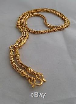 5 Hooks Pillar Snake Bone Gold Plated Necklace Phra Thai Buddha Amulet Hanging
