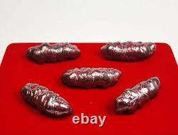 5 Pcs Best Powerful Leklai Naga Suriyan Racha Red Thai Amulet Magic Holy Stone