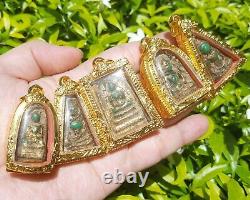 5 Phra Gilt Gold Green Somdej Benjapakee Phim Yai Wat Rakang Thai Amulet #aa3685