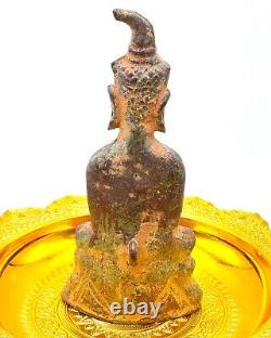 5 Samrit Bronze Phra Ngang Excavated Talisman Buddha Amulet Statue #aa3814