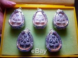 5 x Rare Phra Pidta Pim Jumbo 9 Silver Takrud LP Toh Thai Amulet Buddha BE 2522