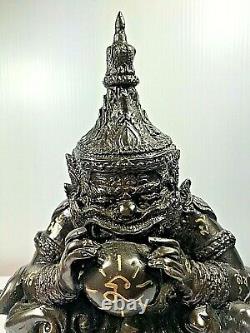 7.5 Phra Rahu Om Jun Brass Buddha Statue Lp Noi Luck Rich Talisman Thai Amulet
