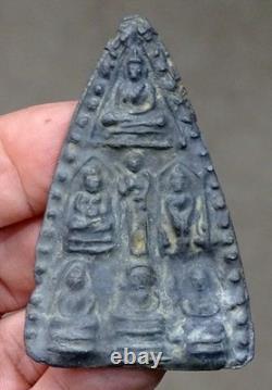 7 BUDDHAS Antique THAI BUDDHA AMULET Lead Alloy SACRED Artifact