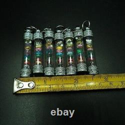 7 Pcs. Naga Gem 9 Color Takrut Pendant & 3 Mini Buddha Relics Pearl Thai Amulet