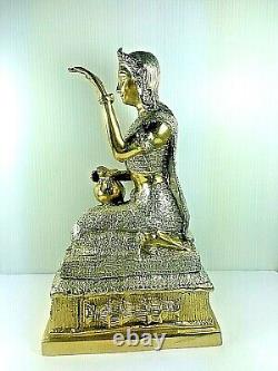 8.5 Brass Nang Kwak Statue Buddha Bucha Luck Wealth Fetish Talisman Thai Amulet