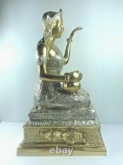 8.5 Brass Nang Kwak Statue Buddha Bucha Luck Wealth Fetish Talisman Thai Amulet