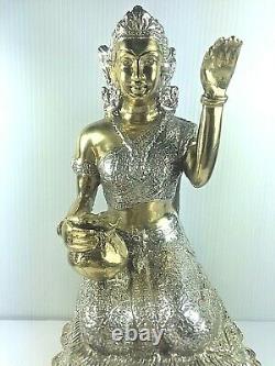 8.5 Brass Nang Kwak Statue Buddha Bucha Luck Wealth Fetish Talisman Thai Amulet