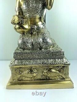 8.5 Brass Nang Kwak Statue Buddha Bucha Luck Wealth Fetish Talisman Thai Amulet