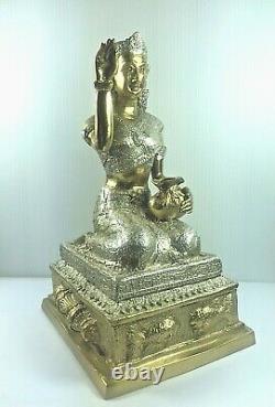 8.5 Brass Nang Kwak Statue Buddha Bucha Luck Wealth Fetish Talisman Thai Amulet