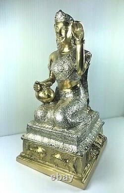 8.5 Brass Nang Kwak Statue Buddha Bucha Luck Wealth Fetish Talisman Thai Amulet