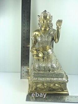 8.5 Brass Nang Kwak Statue Buddha Bucha Luck Wealth Fetish Talisman Thai Amulet