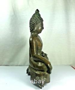 8.5 Magic Spirit Old Bronze Phra Chiang San Buddha Statue Luck Rich Thai Amulet