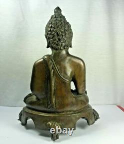 8.5 Magic Spirit Old Bronze Phra Chiang San Buddha Statue Luck Rich Thai Amulet