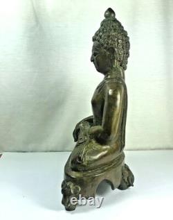 8.5 Magic Spirit Old Bronze Phra Chiang San Buddha Statue Luck Rich Thai Amulet