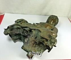 8.5 Magic Spirit Old Bronze Phra Chiang San Buddha Statue Luck Rich Thai Amulet