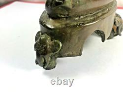 8.5 Magic Spirit Old Bronze Phra Chiang San Buddha Statue Luck Rich Thai Amulet