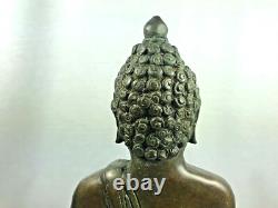 8.5 Magic Spirit Old Bronze Phra Chiang San Buddha Statue Luck Rich Thai Amulet