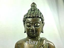 8.5 Magic Spirit Old Bronze Phra Chiang San Buddha Statue Luck Rich Thai Amulet