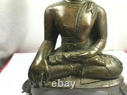 8.5 Magic Spirit Old Bronze Phra Chiang San Buddha Statue Luck Rich Thai Amulet