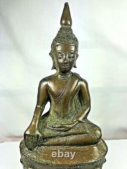 9.5 Magic Old Bronze Phra Chiang San Buddha Statue Luck Love Wealth Thai Amulet