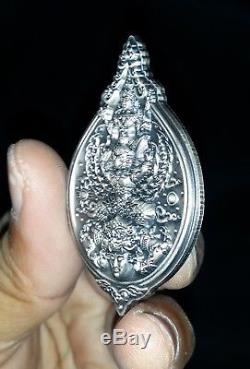 925 SILVER COIN Thai Buddha Amulet Phra Narai & Krut RAHU Protect Genuine Rare