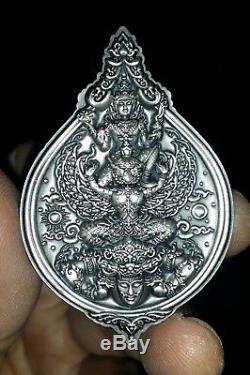 925 SILVER COIN Thai Buddha Amulet Phra Narai & Krut RAHU Protect Genuine Rare