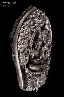 925 Solid Silver Phra PaThomNaKa Wat WiMutTiTham Thai Buddha Amulet Protect RARE