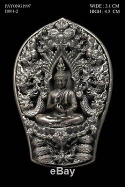 925 Solid Silver Phra PaThomNaKa Wat WiMutTiTham Thai Buddha Amulet Protect case