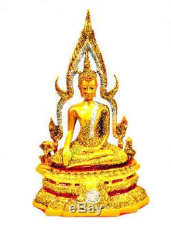 9288 Big 33cm Thai Buddha Statue Peaceful Amulet Deity Gold Dimon Dust Chinnaraj