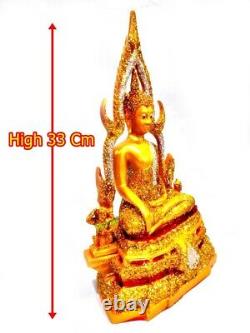 9288 LARGE 33cm THAI BUDDHA STATUE PEACEFUL AMULET DEITY GOLD DUST PHA CHINNARAJ