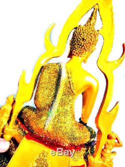 9288 Large Thai Buddha Statue Peaceful Amulet Deity Gold Dimon Dust Chinnaraj