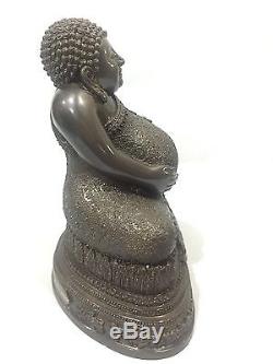 9721-thai Amulet Happy Buddha Meditation Rich Sankajai Lp Pern Statue Black
