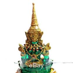 999 Thai Emerald Buddha Statue Meditation Amulet Green Old Gem Gold Armor 29 CM