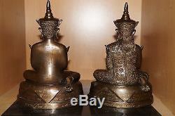 A Pair of Phra Ngan Chai Hang Ngang Ajarn Thiam Thai Buddha amulet statue