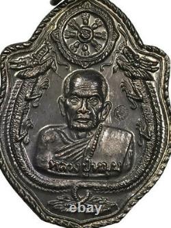 A coin Double Dragon LP MHUN Made at NongLhom temple B. E. 2543 Thai Buddha Amulet