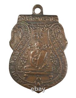 A coin LP KLAN, Temple Phrayat-Karam, First Generation, B. E. 2469, Thai Buddha Amulet