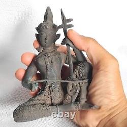 ANTIQUE THAI BUDDHA Amulet Talisman Rare Playing Musical Musician angel statue