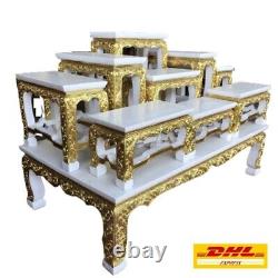 Altar Set Thai Furniture Solid Wood Buddha Amulet Worship 9+1 Table Handmade