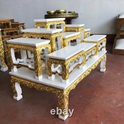 Altar Set Thai Furniture Solid Wood Buddha Amulet Worship 9+1 Table Handmade